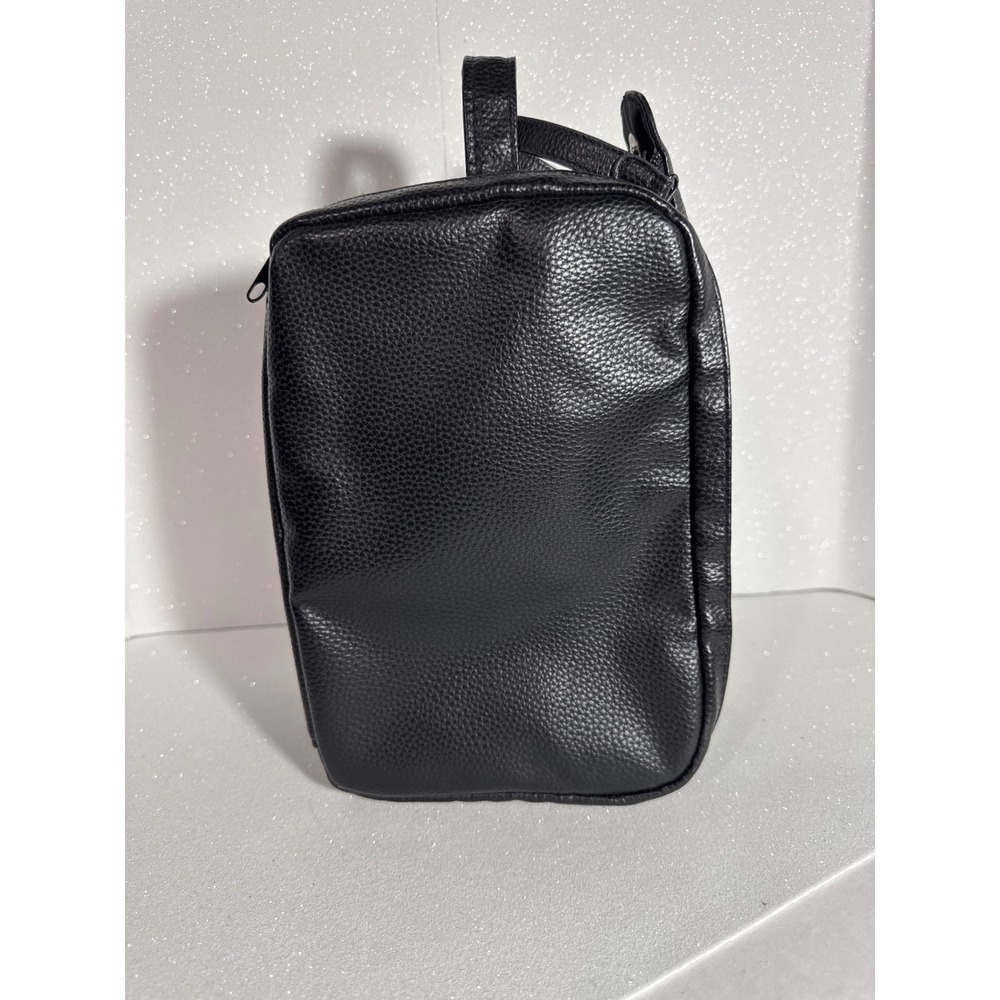 Baleine Black Pebbled Faux Leather Toiletry Bag Multi Compartment Travel Case